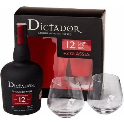 Dictador Rum 12r. darčekový set 0,7l 40%