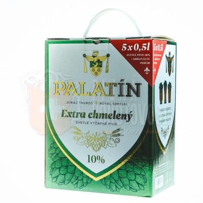 Palatín 10° Extra Chmelený darčekový set 5x0,5l sklo + exkluzívny pohár 