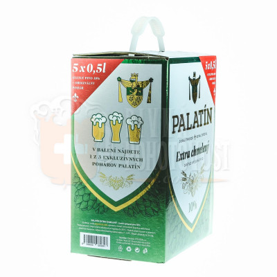 Palatín 10° Extra Chmelený darčekový set 5x0,5l sklo + exkluzívny pohár 