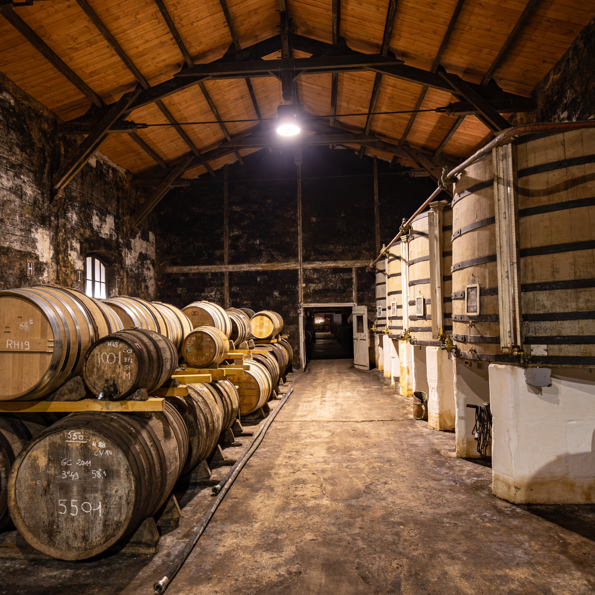 Koňak zrejúci v dubových sudoch